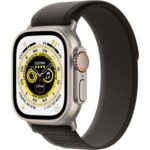 Produktbild von Apple Watch Ultra 4G 49 mm Trail Loop Armband Schwarz/Grau M/L MQFX3NF/A