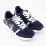 Bild von Dunkelblaue Sneaker mit Logos & weißer Sohle