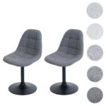 Bild von Mendler 2er-Set Esszimmerstuhl HWC-A60, Küchenstuhl Stuhl Drehstuhl, Stahl MVG Stoff/Textil Bouclé (450g/m˛) 108846