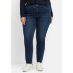 Bild von sheego Schmale Jeans mit Zierösen, in Five-Pocket-Form, dark blue Denim, Gr.40