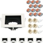 Bild von HOFTRONIC™ 6er Set Altos LED Einbaustrahlers – Kippbar Spotleuchte – GU10 Fassung – Eckige einbaustrahler für Innen – Weiß