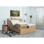 Bild von Meisterbetten Boxspringbett Lapi 180×200 in VS-Gold, Matratzenbezug Nano, Ergoflex-Topper Gelb 180×200