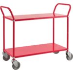 Produktbild von Kongamek Etagenwagen mit 2 Böden 900x440mm in Rot ohne Bremse