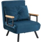 Bild von HOMCOM Schlafsofa Relaxsessel Bettfunktion Gästebett Samt Rückenkissen verstellbare Rückenlehne Blau 63x73x81cm   Aosom