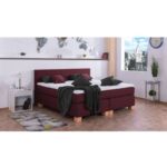 Bild von Meisterbetten Boxspringbett Vita 200×220 in W-Corall, Matratzenbezug Nano, Komfortschaum-Topper Violett 200×220