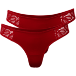 Produktbild von Tanga mit floraler Spitze 2er-Pack Bio-Baumwolle Rot M ZOCKN