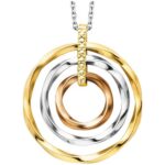 Bild von Kette mit Anhänger JULIE JULSEN “925/- Sterling Silber rhodiniert/vergoldet tricolor 3 Kreise”, bunt (mehrfarbig), Halsketten, Damen, 45cm, Silber 925 (Sterlingsilber), L: 45cm, glänzend