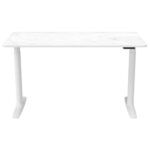 Bild von hjh OFFICE STAND PRO   140×70 – Elektrisch höhenverstellbarer Schreibtisch Weiß/Marmor
