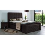 Bild von Meisterbetten Boxspringbett Kimm 100×200 in KL-Mocca, Matratzenbezug Nano, Ergoflex-Topper Braun 100×200