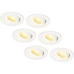 Bild von HOFTRONIC™ Komplettset 6 Stück LED Einbaustrahler Salerno weiß 8 Watt 2700K IP44 Schwenkbar