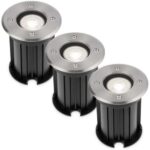 Bild von HOFTRONIC™ 3x Maisy dimmbarer LED Bodenstrahler – Rund – Edelstahl – 6000K tageslichtweiß – 5 Watt – IP65 Strahlwasserdicht – 3 Jahre Garantie