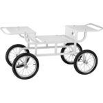 Bild von Wagen für Zuckerwattemaschine – 43 x 35 cm – Retro-Design – 4 Räder – weiß – Royal Catering RCZT-01W