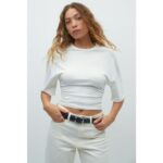 Bild von Gina Tricot – Soft touch ruched tee – Tops und shirts – Weiß – XXS – Dame