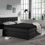 Bild von Zelesta Primaviera Satin Deluxe Spannbetttuch Schwarz – 180×200