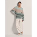 Bild von MADELEINE Schurwoll-Pullover mit Perlfang-Struktur wollweiß / hellsalbeigrün / multicolor 48