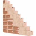 Bild von ABC MEUBLES Treppenregal 225 cm – – Roh (ohne Lack)