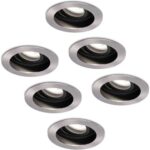 Bild von HOFTRONIC 6er Set Mesa LED Einbaustrahler – GU10 5 Watt 400 lumen – 6400K tageslichtweiß – Dimmbar – Versenkt – Rund – Schwenkbar – IP20 für innen – Edelstahl
