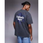 Bild von ASOS DESIGN – Relaxed-Fit-T-Shirt aus schwerem Stoff in verwaschenem Grau mit Text-Print Grau L